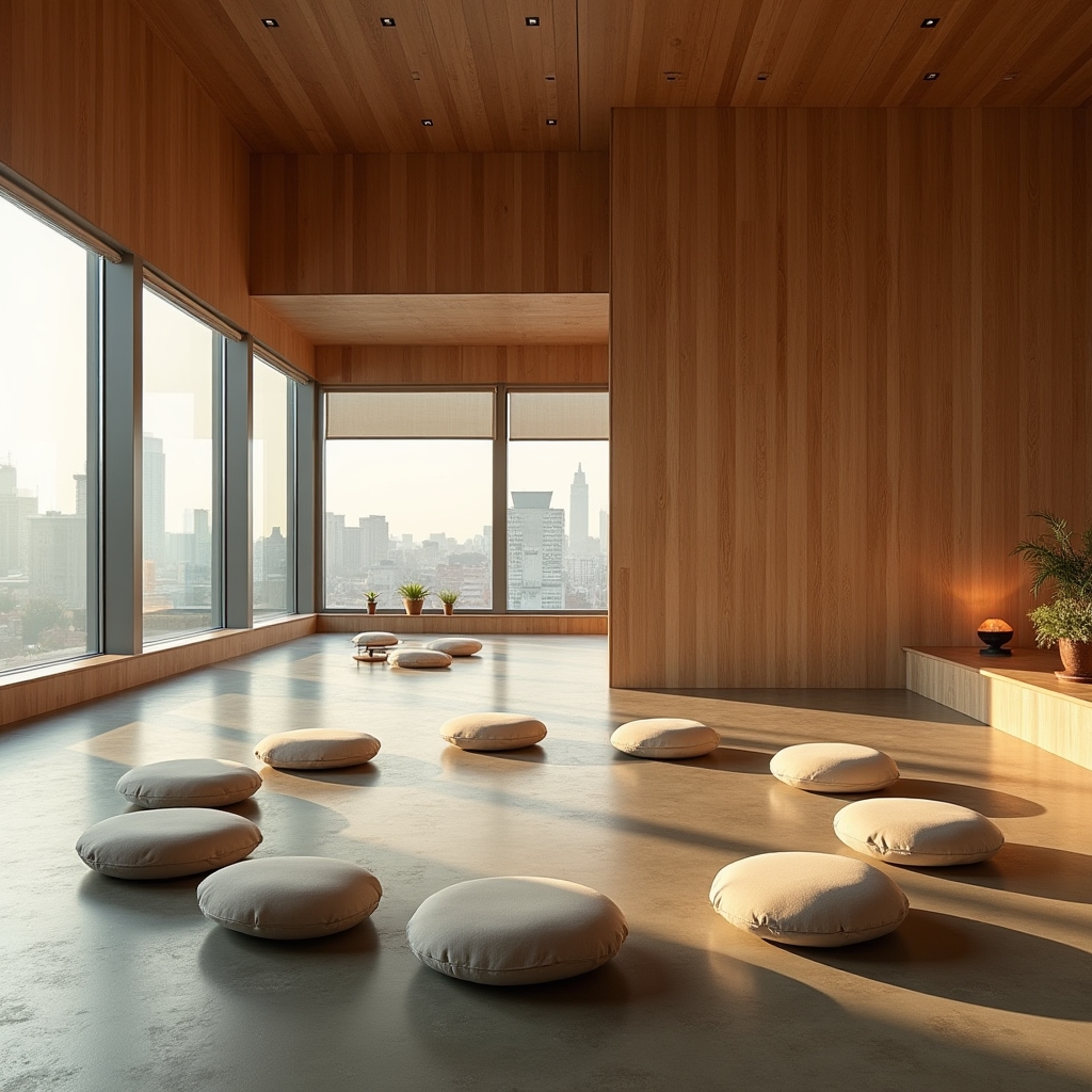 Spațiu urban calm amenajat pentru practică mindfulness